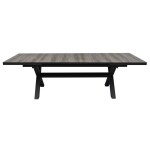 Stůl zahradní rozkládací, keramická deska v dekoru dub 200+60x100x77 cm, hliníková konstrukce