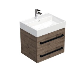 Koupelnová skříňka s černou úchytkou a umyvadlem SAT Cube Way 60x53x46 cm dub Wellington mat CUBE46C602DWSAT CUBE46C602DWSAT