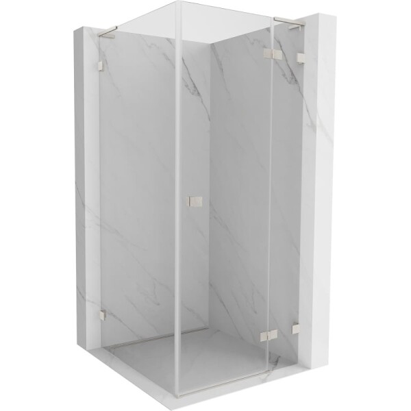 MEXEN/S - Lunar L sprchový kout dveře křídlové pravá 80 x 80, transparent, nikl kartáčovaný 834L-080-080-97-00-P