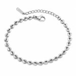Náramek s motivem srdíček Lia - chirurgická ocel, Stříbrná 16 cm + 5 cm (prodloužení)