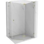 MEXEN/S - Lunar L sprchový kout pětiboký křídlový pravá 90 x 80 cm, transparent, zlato 831L-090P-080L-50-00-P