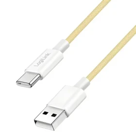 LogiLink USB-A - USB-C 1,5m žlutá / Nylonový kabel / USB 2.0 / 60 W / Rychlonabíjení (CU0334)