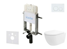 Kielle - Genesis New Set předstěnové instalace, klozetu Oudee, Vortex Rimless+, sedátka softclose a tlačítka Gemini New I, lesklá bílá 30528SZ19