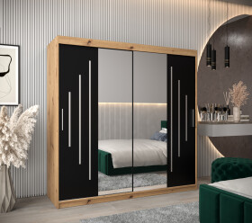 Šatní skříň Abi Y1 Barva korpusu: Dub artisan, Rozměry: 200 cm, Dveře: Černá