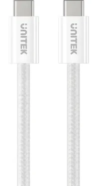 Unitek C14141AWH01-1M bílá / Nabíjecí kabel / USB-C - USB-C / 100W / PD / 1 m / opletený / magneticky stáčecí (C14141AWH01-1M)