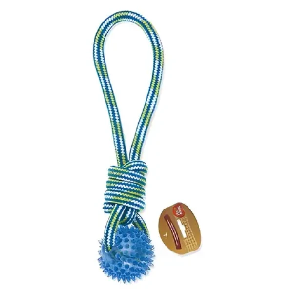 HAVE A PET Hračka pro psy s míčkem modro-zelená / 32 cm / Odolné lano (854-320368)