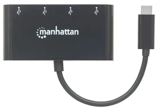 Manhattan USB-C Hub černý / USB hub / 4x USB-A / USB 3.2 Gen 1 / 5 Gbit/s / Bus Power (162746)