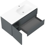 MEXEN/S - Rivel koupelnová skříňka 100 cm s umyvadlem Vela pravá, 2S, 1D, reliéf, grafit/bílá mat 91A23-10047-3-BBFFF66-W23P01