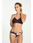 Dámské kalhotky Velvet Bloom Tanga Brasil - Julimex fialová vzor M