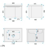REA - Koupelnová skříňka s umyvadlem Rivo DB86-60L-1 Dark 60cm REA-M0604
