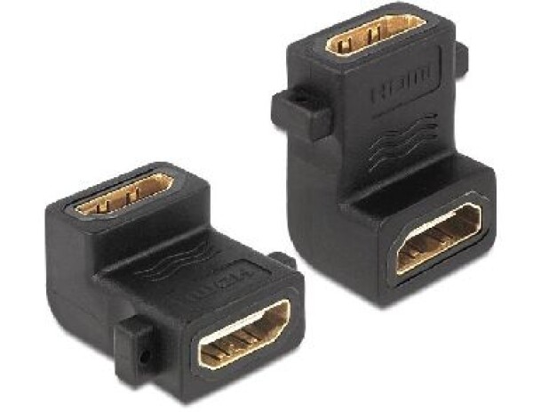 Delock adaptér HDMI A samice - samice / s otvory pro šroubky / pravoúhlý 90° / výprodej (65510)