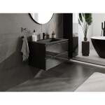 MEXEN/S - Orio koupelnová skříňka 80 cm s umyvadlem Otis, 2 zásuvky, černá lesk/černá mat 91A10-08047-2-BFF70-W18M71