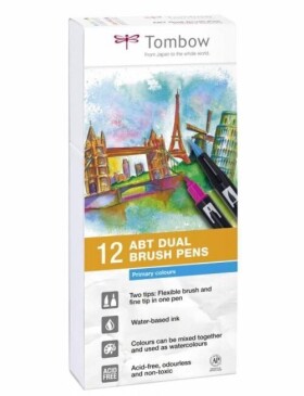 Tombow Oboustranný štětcový fix ABT - Primary colours 12 ks