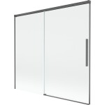 MEXEN/S - Rox vanová zástěna 2-křídlová posuvná 170 x 150, transparent, grafit kartáčovaná 8C9-170-001-66-00
