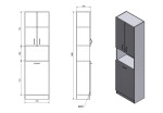 AQUALINE - SIMPLEX ECO vysoká skříňka s košem 50x180x30cm SIME510