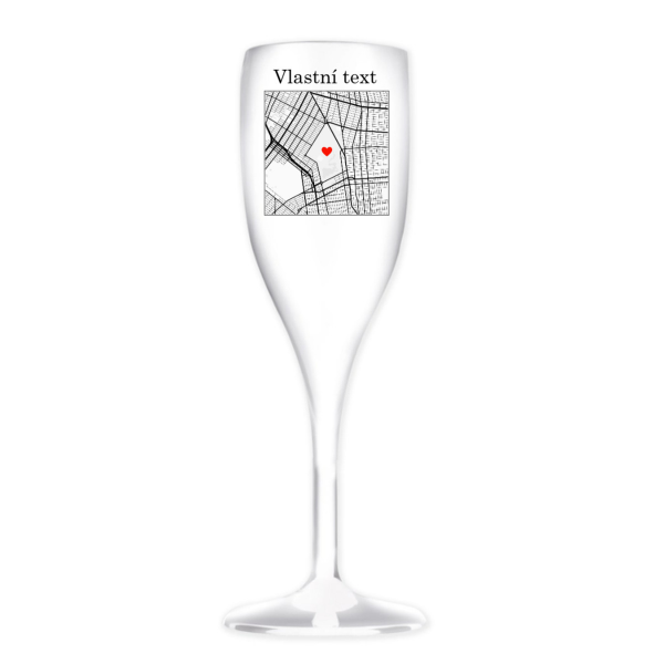 Personalizovaná nerozbitná prosecco sklenice s mapou
