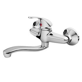 Baterie umyvadlová nástěnná, chrom, prohlé ramínko 20cm, rozteč 150mm, BALLETTO