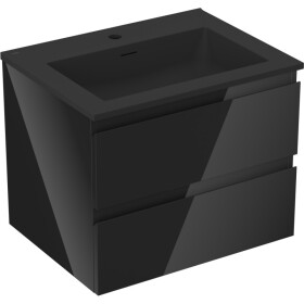 MEXEN/S - Orio koupelnová skříňka 60 cm s umyvadlem Otis, 2 zásuvky, černá lesk/černá mat 91A10-06047-2-BFF70-W18M71