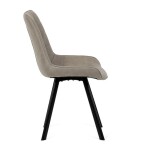 Židle jídelní, béžová látka v dekoru broušené kůže, černý kov