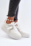 Dámské tenisky na platformě vyrobené eko kůže, bílá moun