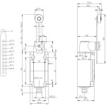 Siemens 3SE52320HE10 3SE5232-0HE10 polohový spínač 6 A páka s rolnou/simulovanou rolnou, kovová páka, plastový válec IP6