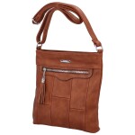 Příjemná dámská koženková crossbody s výraznou ozdobou Alice, koňaková