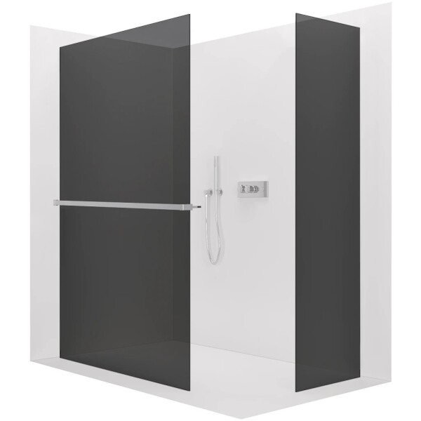 CERANO Sprchová zástěna Walk-in Crystal T L/P - 8 mm - bezvzpěrový systém + polička/držák na ručníky - chrom, grafitové sklo - 160x150x200 cm