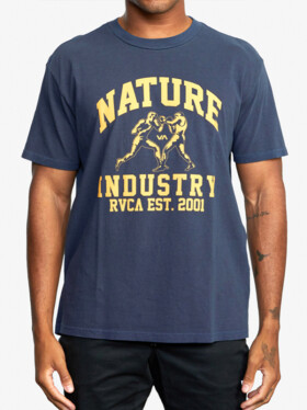 RVCA BOXING ALMA MATER NAVY MARINE pánské tričko s krátkým rukávem - XL