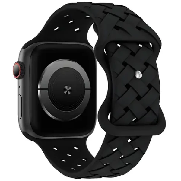 Beline Silicone Woven černá / Řemínek pro Apple Watch / 42/44/45/49mm / silikonový