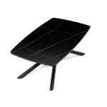 Stůl konferenční, deska slinutá keramika 120x70cm, černý mramor, nohy černý kov