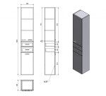 AQUALINE - ZOJA/KERAMIA FRESH skříňka vysoká s košem 35x184x29cm, bílá 51230