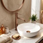 REA - Umyvadlová baterie Lungo Diamond Brush Copper vysoká REA-B9846