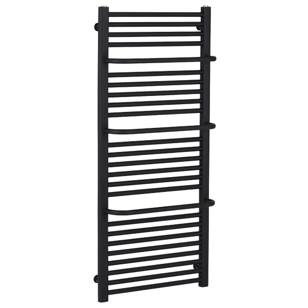 CERANO Koupelnový radiátor Antonio - integrované držáky na ručníky - boční připojení - 857 W - černá matná - 1460x550 mm