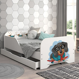 DumDekorace Kompletní dětská postel 160 x 80 cm s matrací a roštem - COOL DOG