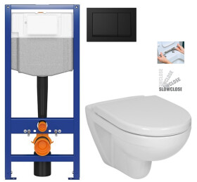 CERSANIT předstěnový instalační systém s černým tlačítkem K97-0574 + WC JIKA LYRA PLUS + SEDÁTKO DURAPLAST SLOWCLOSE K97-526 0574 LY5