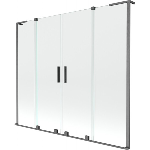 MEXEN/S - Velar L Duo dvoukřídlá posuvná vanová zástěna 200 x 150, transparent, grafit kartáčovaná 896-200-003-02-66