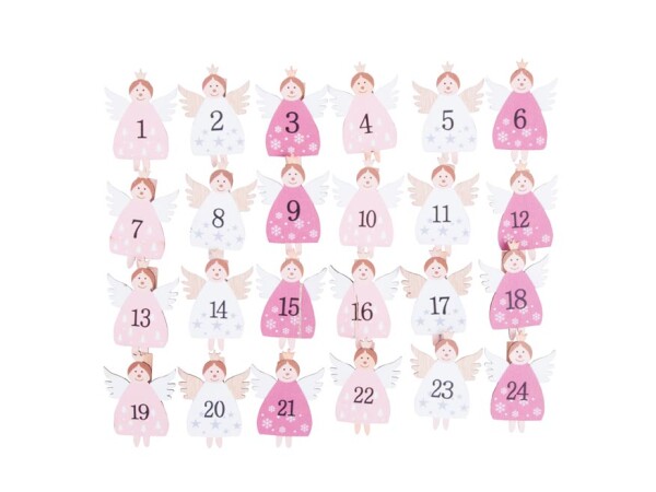 Adventní kalendář - kolíčky dřevěné ANDÍLCI