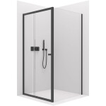 CERANO - Sprchový kout Varone POINT L/P - 6 mm - černá matná, transparentní sklo - 90x90x195 - posuvný CER-DY505B-9090