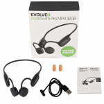 EVOLVEO BoneSwim Pro MP3 32GB černá / Bezdrátová sluchátka / mikrofon / MP3 přehrávač / BT 5.3 / IP68 (SEP BSP-MP3-32GB-B)