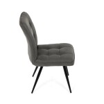 Židle jídelní, šedá látka v dekoru broušené kůže, černý kov