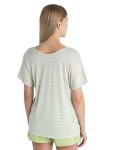ICEBREAKER Wmns Merino Drayden Reversible SS Top Stripe, Ecru Heather/Glazen velikost: XS