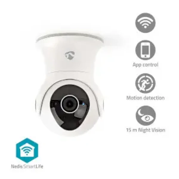 Nedis WIFICO20CWT / Venkovní IP kamera / solární / 1920 x 1080 / Wi-Fi / microSD / IP65 / Android iOS (WIFICO20CWT)