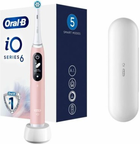 Oral-B iO Series 6 Pink Sand / Elektrický zubní kartáček / magnetické iO / 5 režimů / AI / OLED (445197)