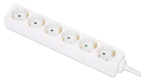 Manhattan Prodlužovací kabel 6x zásuvka bílá / Prodlužovací kabel / 2 m / 16 A / 3680 W (168304)