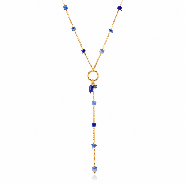 ELENYS Lapis Drop | Dlouhý náhrdelník s pravým přírodním lapis lazuli Délka náhrdelníku: 48+5 cm / max. 53 cm