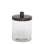 Chic Antique Skleněná dóza se svícnem Antique Brass, čirá barva, sklo, kov