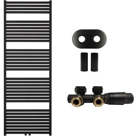 CERANO Koupelnový radiátorový set Vincenzo - ústřední vytápění - středové připojení 50 mm - 800W - černá matná - 1700x600 mm