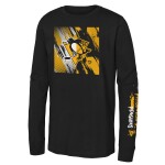 Outerstuff Dětské tričko Pittsburgh Penguins NHL Half & Half Ls Ctn Tee Velikost: Dětské S (6 - 8 let)