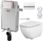 ALCADRAIN Renovmodul - předstěnový instalační systém s bílým/ chrom tlačítkem M1720-1 + WC CERSANIT CLEANON CASPIA + SEDÁTKO AM115/1000 M1720-1 CP1