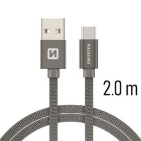 Swissten 71521302 USB 2.0 typ A na C, USB 2.0, zástrčka A - zástrčka C, opletený, 2m, šedý